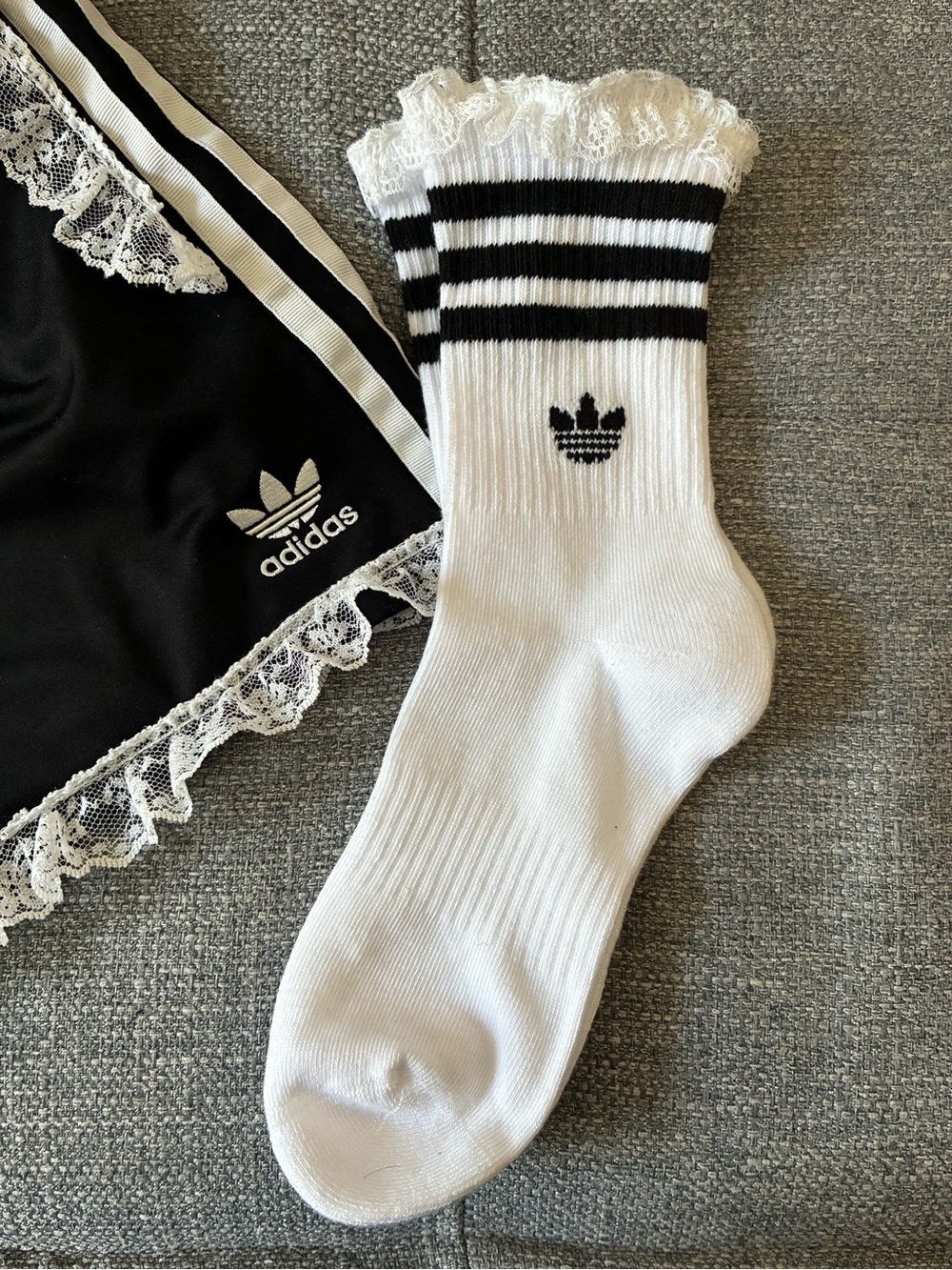 Adidas lace-trim crew socks